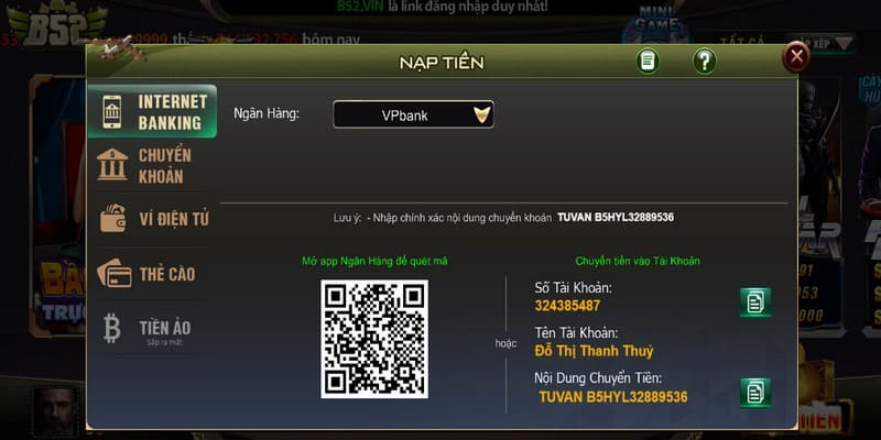 Lý do nên nạp tiền tại B52club